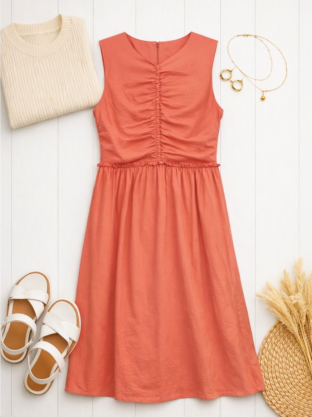 Petal & Pup Coral Midi Dress — XL